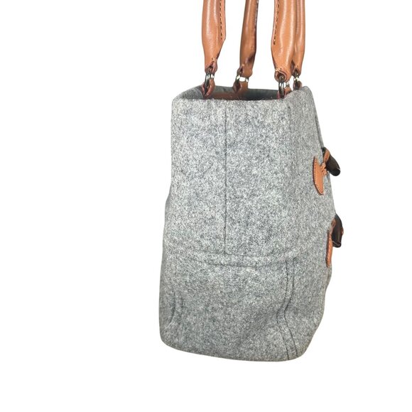 Kate Spade Quinn Wool Toggle Satchel Handbag with Leather Trim in Gray & Tan EUC - Picture 4 of 14